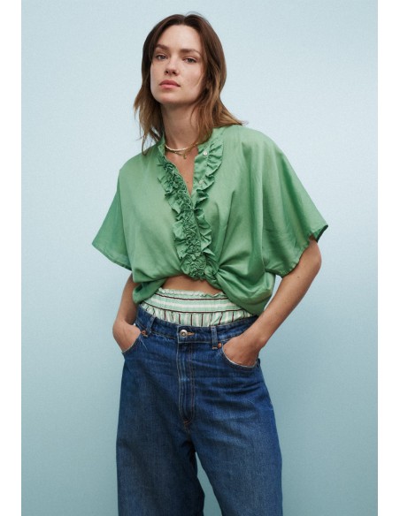 0039_ITALY_SHIRT_WITH_FRILLS_AT_FRONT_MARIONA_FASHION_CLOTHING_WOMAN_SHOP_ONLINE_DAISY